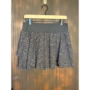 Varley Womens Tiered Ruffle Tennis Skort Charcoal Grey Leopard Animal Print M